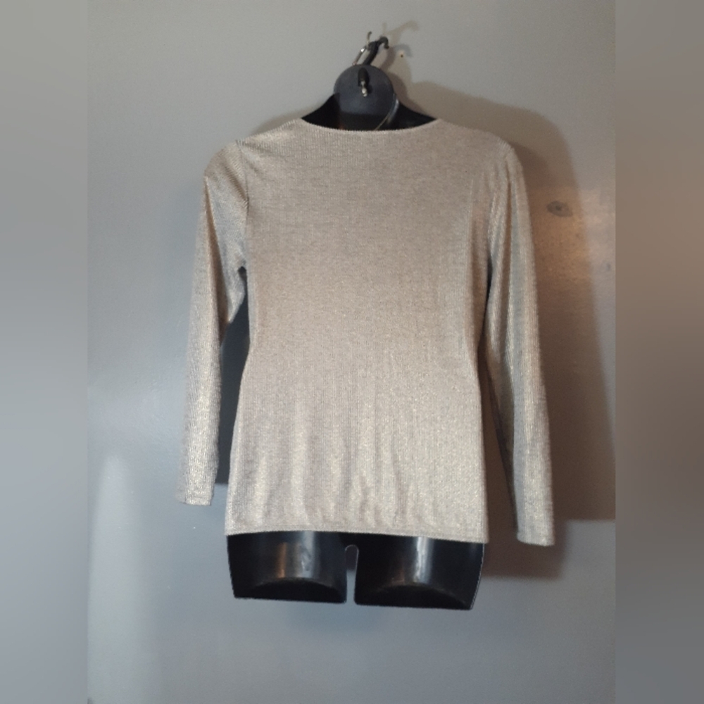 INC International Concepts Shimmering Metallic Long Sleeve Top - Picture 4 of 4